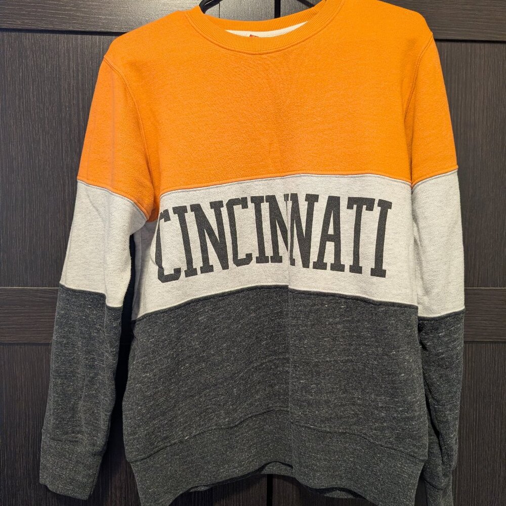 Homage Cincinnati Sweatshirt, Size Medium, Orange and grey